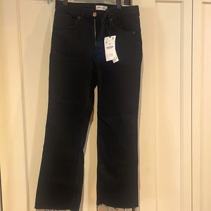 NWT Zara Black Mid Rise Cropped Flare Jeans size 8